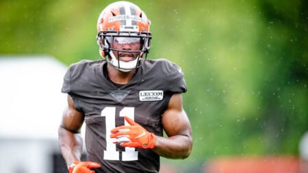 Donovan Peoples-Jones during a workout when he was with the Cleveland Browns